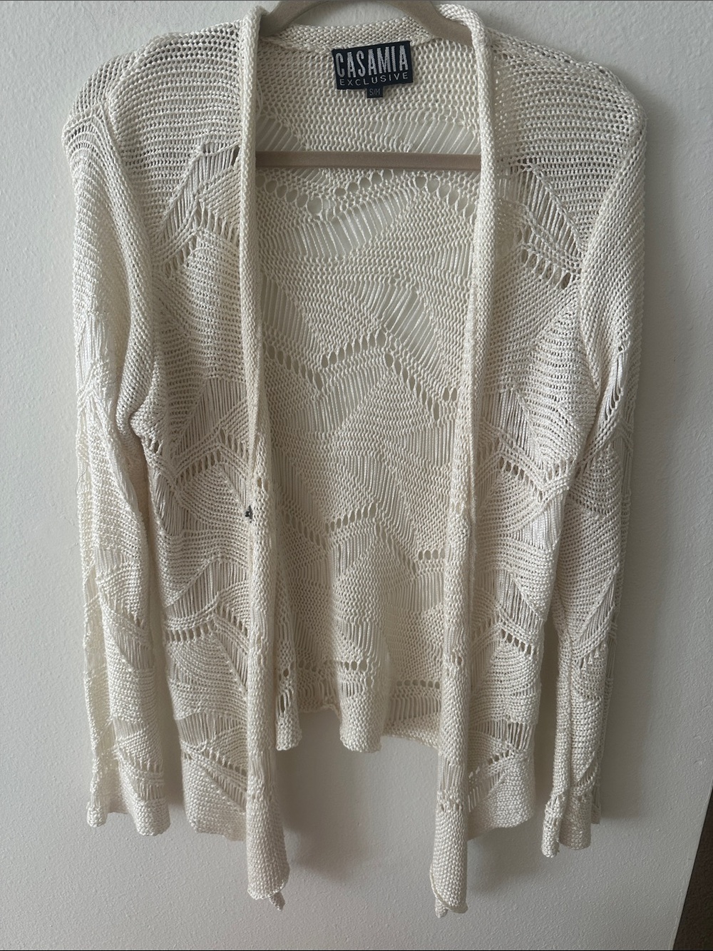 Cream Open-Weave Lightweight Cardigan